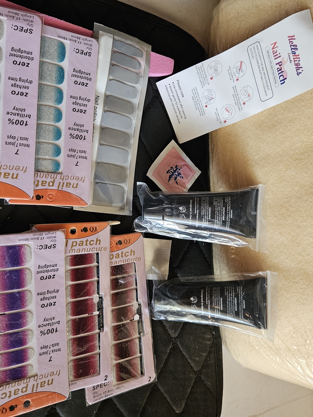 Pink-to-Teal Gradient Glitter Nail Patch Set